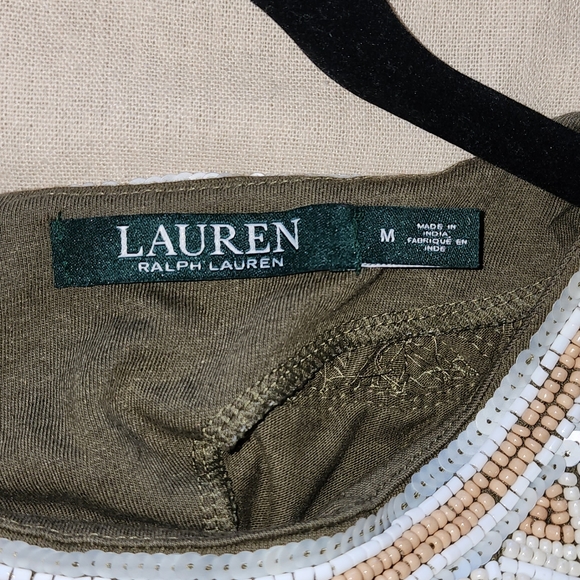 Ralph Lauren Army Green Sleeveless Blouse with Exquisite Beading - Picture 7 of 7